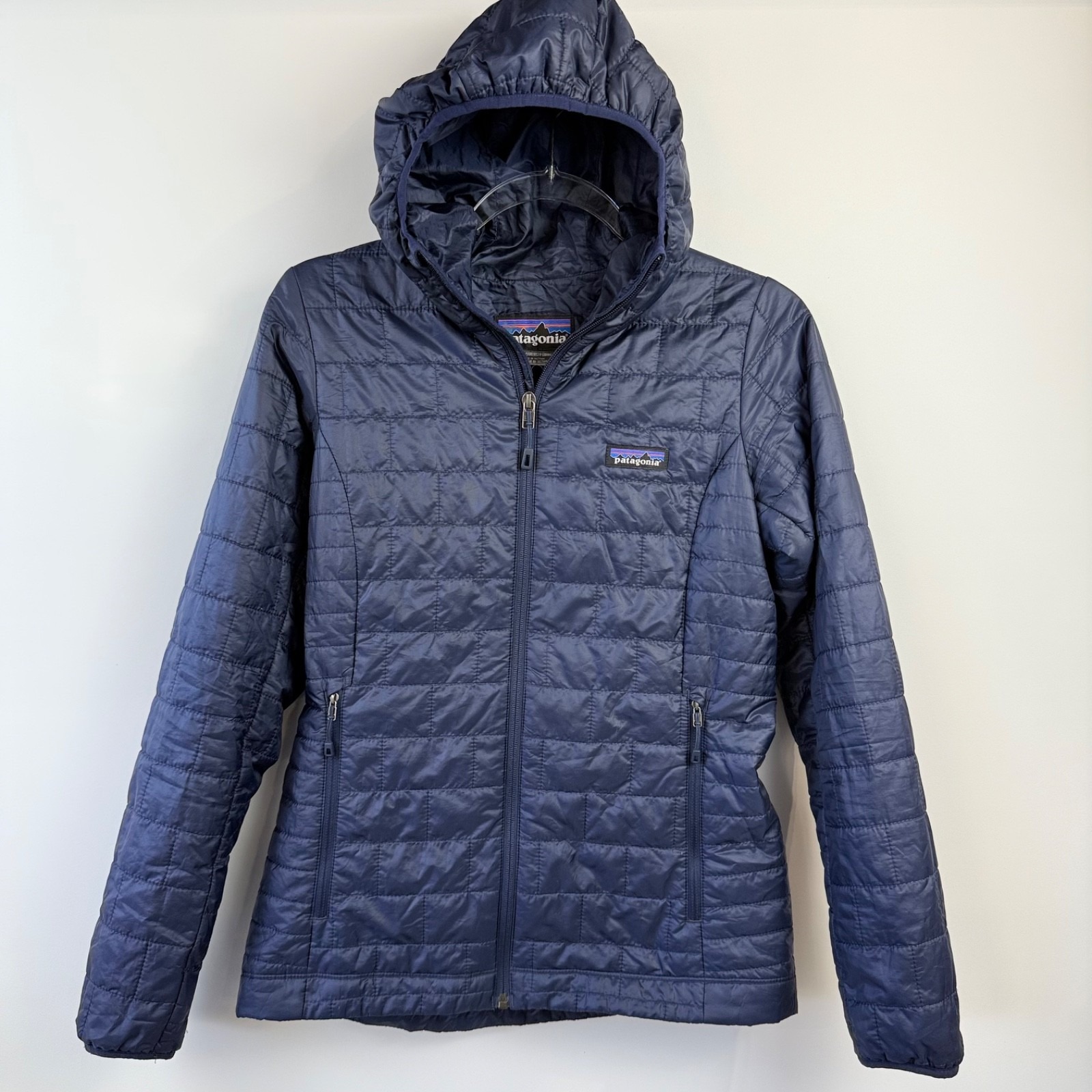Patagonia Nano Puff Hoody Full Zip Insulated Puffer Jacket Navy Blue-Women's Xs